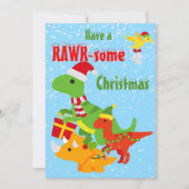 Christmas Dinosaur Rawr-some Flat Karte (Vorderseite)