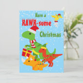 Christmas Dinosaur Rawr-some Flat Karte (Stehend Vorderseite)