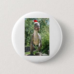 Christmas Dinosaur Santa Claus Button