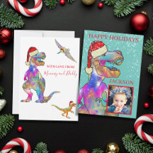 Christmas Dinosaur T-Rex mit einem Weihnachtsmannm