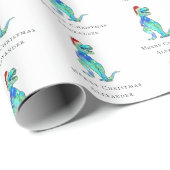 Christmas Dinosaur T-Rex Personalisiert Geschenkpapier (Rolleneckpunkt)