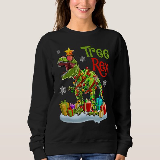 Christmas Dinosaur Tree Rex Pajamas  Christmas Cos Sweatshirt (Vorderseite)