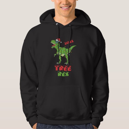 Christmas Dinosaur Tree Rex Pajamas Funny Xmas Lig Hoodie (Vorderseite)