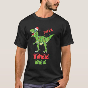 Christmas Dinosaur Tree Rex Pajamas Funny Xmas Lig T-Shirt