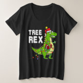 Christmas Dinosaur Tree Rex Pajamas Große Größe T-Shirt (Design vorne)