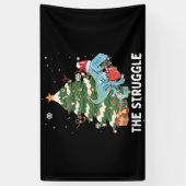 Christmas Dinosaur Tree Rex Pajamas Kampf Banner (Vertikal)