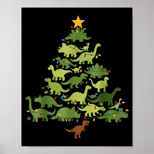 Christmas Dinosaur Tree Rex Pajamas Men Boys Kids  Poster (Vorne)