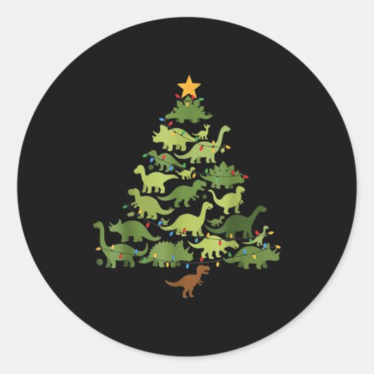 Christmas Dinosaur Tree Rex Pajamas Men Boys Kids Runder Aufkleber (Vorderseite)