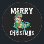 Christmas Dinosaur Tree Rex Pajamas Merry Christma Runder Aufkleber<br><div class="desc">Weihnachten Dinosaurier Tree Rex Pajamas Frohe Weihnachtskids Junge</div>