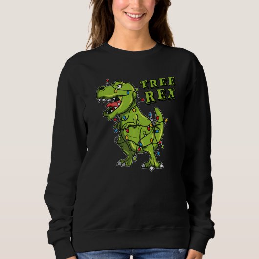 Christmas Dinosaur Tree Rex Weihnachtskostüm Pajam Sweatshirt (Vorderseite)