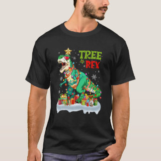 Christmas Dinosaur Tree Rex Xmas Lights Pajama Men T-Shirt