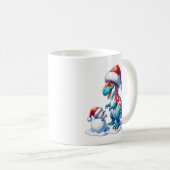 Christmas dinosaur with cute snowman, fantasy  kaffeetasse (VorderseiteRechts)