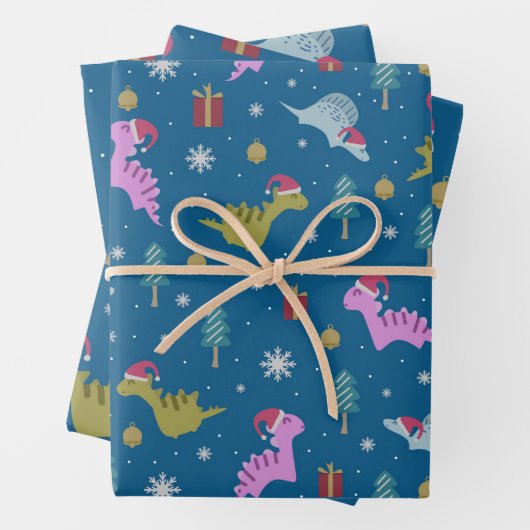 Christmas Dinosaurier Blue Geschenkpapier Set (Beispiel)