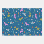 Christmas Dinosaurier Blue Geschenkpapier Set (Vorderseite)