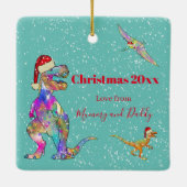Christmas Dinosaurier Foto Keepake Keramikornament (Rückseite)