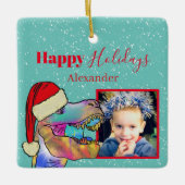 Christmas Dinosaurier Foto Keepake Keramikornament (Vorderseite)