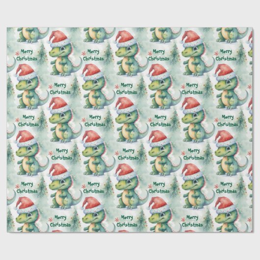 Christmas Dinosaurier Geschenkpapier (Flach)