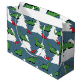 Christmas Dinosaurier Große Geschenktüte (Rückseite Schrägansicht)