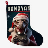 Christmas Dinosaurier Großer Weihnachtsstrumpf (Vorderseite)