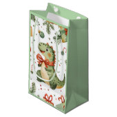 Christmas Dinosaurier Kleine Geschenktüte (Vorderseite Schrägansicht)