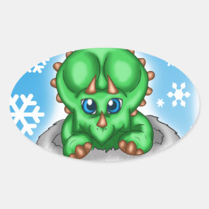 Christmas Dinosaurier Ovaler Aufkleber