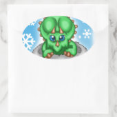 Christmas Dinosaurier Ovaler Aufkleber (Tasche)