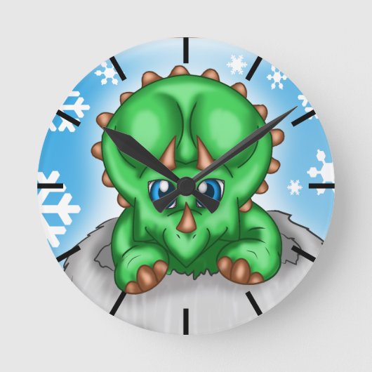 Christmas Dinosaurier Runde Wanduhr (Vorderseite)