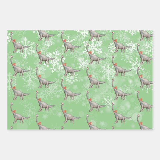 Christmas Dinosaurier Spaß Wasserfarbe Geschenkpapier Set (Vorderseite 2)