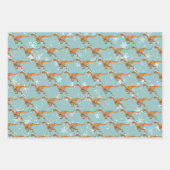 Christmas Dinosaurier Spaß Wasserfarbe Geschenkpapier Set (Vorderseite)