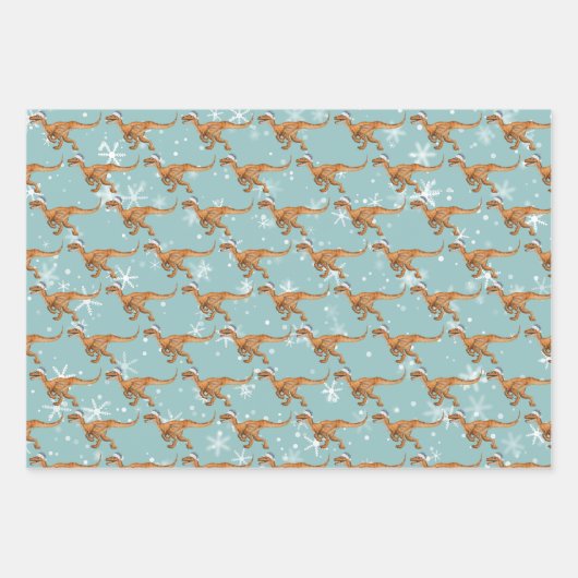 Christmas Dinosaurier Spaß Wasserfarbe Geschenkpapier Set (Vorderseite)