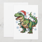 Christmas Dinosaurier T Rex Merry Xmas Lights Sant Feiertagskarte (Vorne/Hinten)
