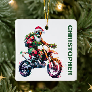 Christmas Dirt Bike Motocross Individuelle Name Keramikornament