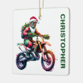 Christmas Dirt Bike Motocross Individuelle Name Keramikornament (Links)