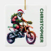 Christmas Dirt Bike Motocross Individuelle Name Keramikornament (Rückseite)