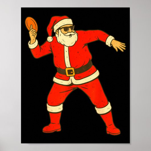 Christmas Disc Golf Vintage Funny Santa Xmas Poster (Vorne)