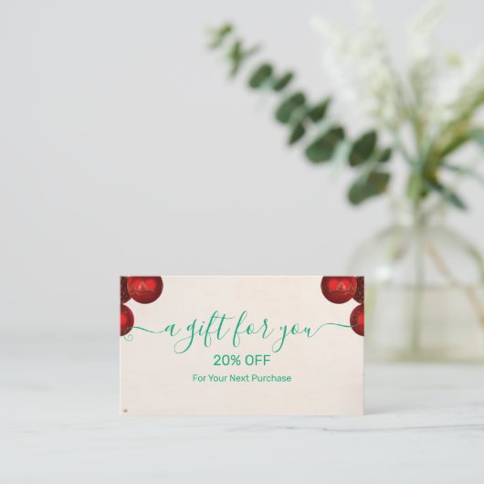 Christmas Discount Card – Festive Holiday Savings Rabattkarte (Stehend Vorderseite)