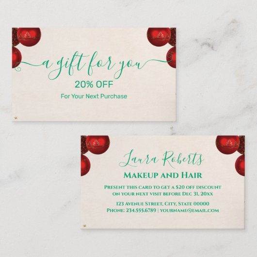 Christmas Discount Card – Festive Holiday Savings Rabattkarte (Vorne/Hinten)