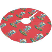 Christmas Disk Golf Themed Polyester Weihnachtsbaumdecke (Schrägansicht)