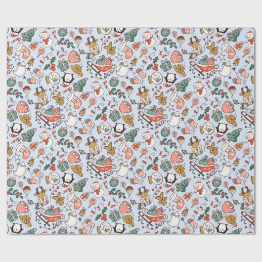 Christmas Ditsy Doodles  Geschenkpapier (Flach)
