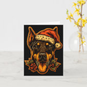 Christmas Doberman Dog With Santa Hat Gingerbread  Karte (Gelbe Blume)