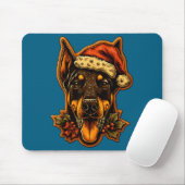 Christmas Doberman Dog With Santa Hat Gingerbread  Mousepad (Mit Mouse)