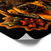 Christmas Doberman Dog With Santa Hat Gingerbread  Poster (Ecke)