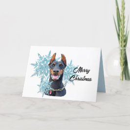 Christmas Doberman Pincher Snowflakes Feiertagskarte