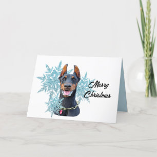 Christmas Doberman Pincher Snowflakes Feiertagskarte