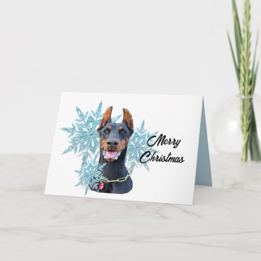 Christmas Doberman Pincher Snowflakes Feiertagskarte (Vorderseite)