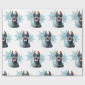 Christmas Doberman Pincher Snowflakes Geschenkpapier (Flach)