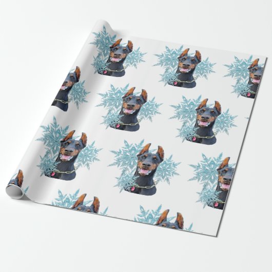 Christmas Doberman Pincher Snowflakes Geschenkpapier (Ungerollt)