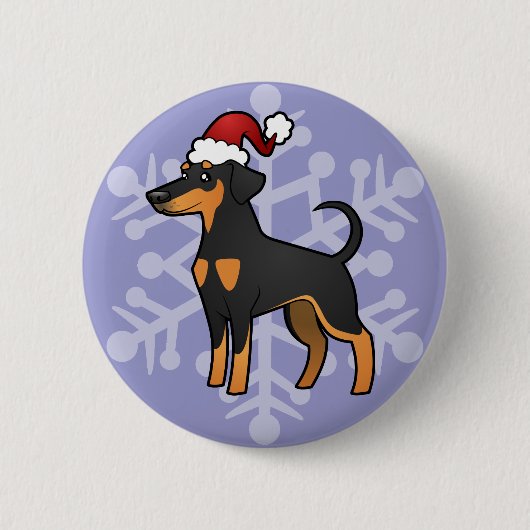 Christmas Doberman Pinscher (Diskettenohren) Button (Vorderseite)