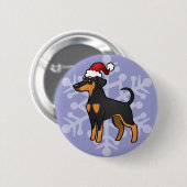 Christmas Doberman Pinscher (Diskettenohren) Button (Vorne & Hinten)