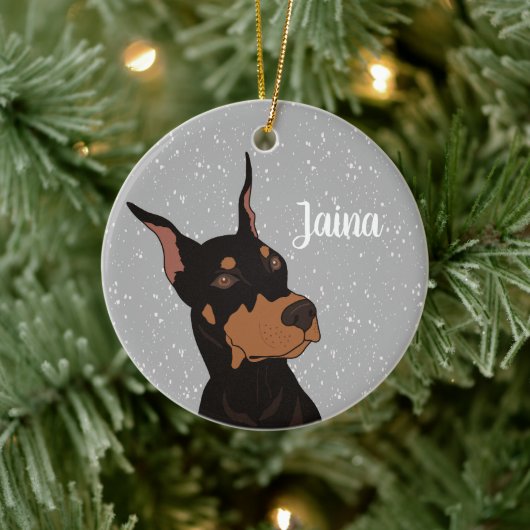 Christmas Doberman Pinscher Keramik Ornament (Baum)